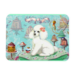 White Poodle Party Treats and Cupcake Magnet