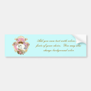 White Poodle Princess n Pink Roses Bumper Sticker