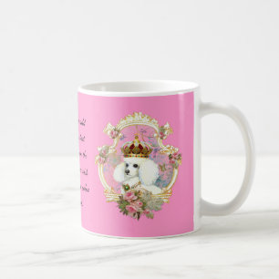 White Poodle Princess n Pink Roses Coffee Mug