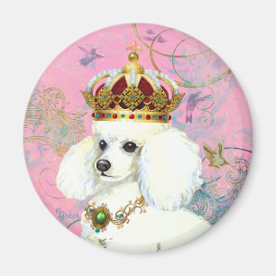 White Poodle Princess with Hummingbirds Magnet