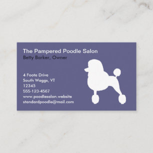 White Poodle Silhouette (Standard, Fancy Haircut) Business Card