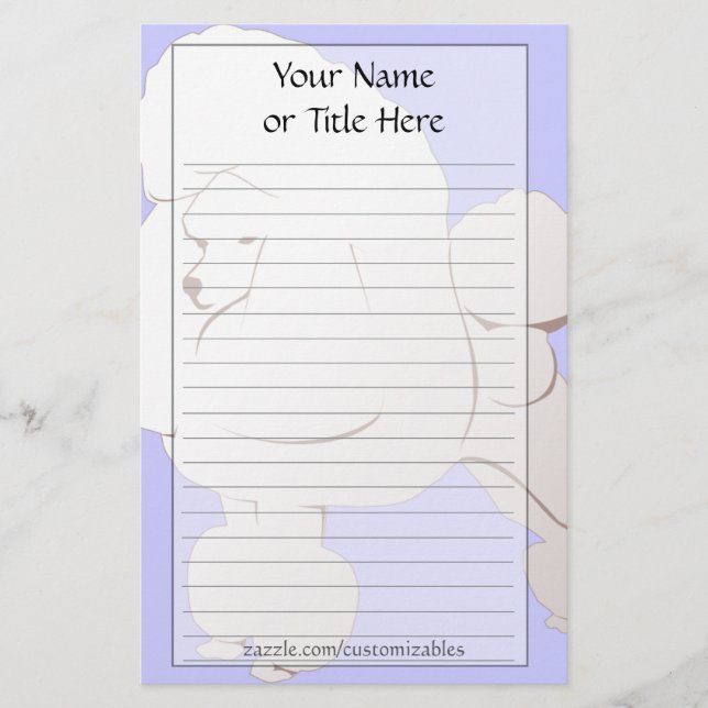 White Poodle Stationery (Front)