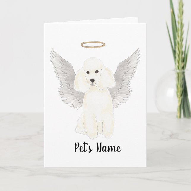 White Poodle Sympathy Memorial Bracelet Card (Front)