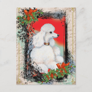 White Poodle Vintage Style Christmas Invitation