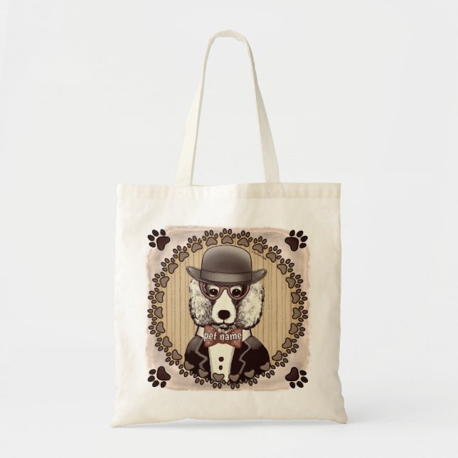 White Poodle wearing glasses  Tote Bag (Front)