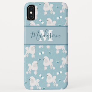 White Poodles and Bows Pattern Black Name Monogram Case-Mate iPhone Case