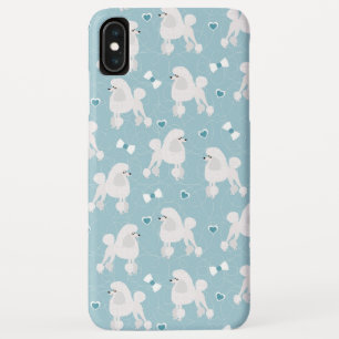 White Poodles and Bows Pattern Blue iPhone XS Max Case