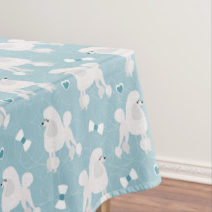 White Poodles and Bows Pattern Tablecloth