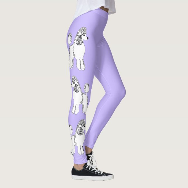 White Poodles Lilac Women's Leggings (Right)