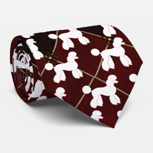 White Poodles on Plaid Necktie