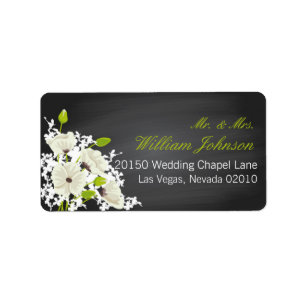 White Poppies and Chalkboard Wedding Label