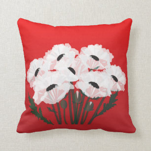 White Poppies Cushion
