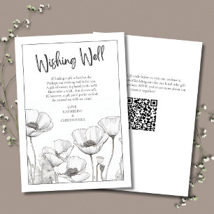 White Poppies Floral Elegant Wedding Wishing Well Enclosure Card