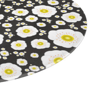 White Poppies Glass Cutting Board (5 sizes)
