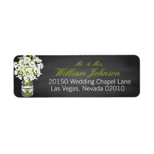 White Poppies Jar Chalkboard Wedding Label Return Address Label