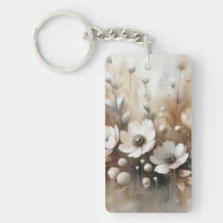 White Poppies Key Ring
