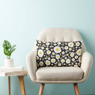 White Poppies Lumbar Pillow