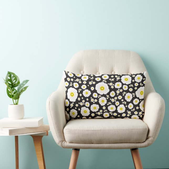 White Poppies Lumbar Pillow (Chair)