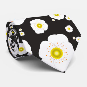 White Poppies Neck Tie