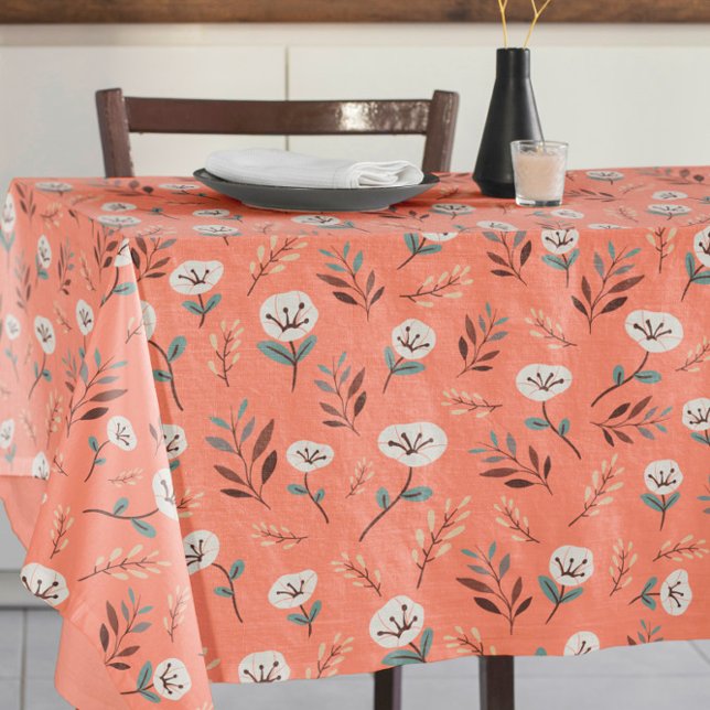 White Poppies on Bold Red Tablecloth (Creator Uploaded)