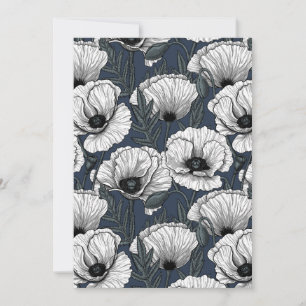White poppies on navy