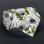 White poppies on white tie<br><div class="desc">Hand-drawn white poppies, seamless vector pattern</div>