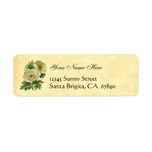 White Poppies Vintage Floral Address Labels