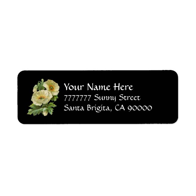 White Poppies Vintage Tole Address Labels (Front)