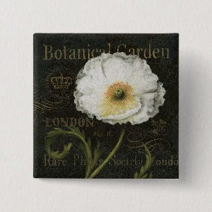 White Poppy Blossom 15 Cm Square Badge