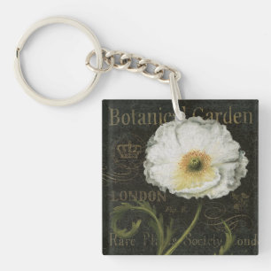 White Poppy Blossom Key Ring