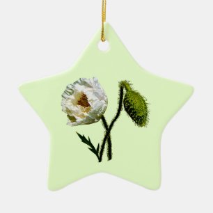 White Poppy Ceramic Ornament