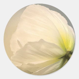 White Poppy Classic Round Sticker