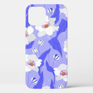White poppy flowers seamless pattern. Beautiful ha iPhone 12 Case