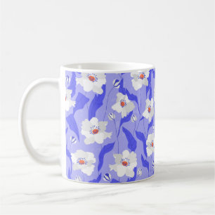 White poppy flowers seamless pattern. Beautiful ha Coffee Mug