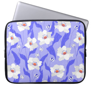 White poppy flowers seamless pattern. Beautiful ha Laptop Sleeve
