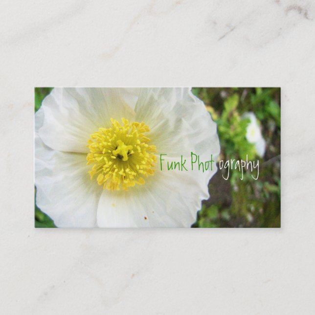 White Poppy from Above Business Card (Front)
