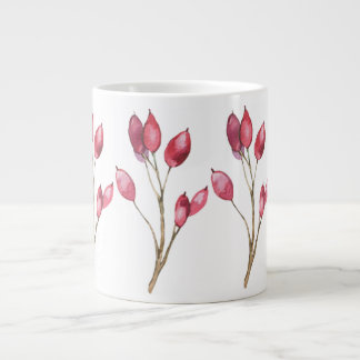 White Porcelain Mug with red berries