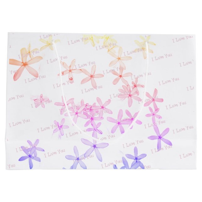 "White Posie Pattern"  Large Gift Bag (Back)