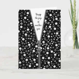 White Posy with Zipper for Birthday Card