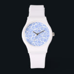White Powder Blue Floral Damasks Watch<br><div class="desc">Elegant pastel powder blue floral damasks over custom white background. If you need any help customising any of my designs, contact ArtOnWear designer. Free text formatting with live help available by request.</div>