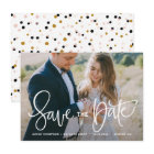 White Pretty Hand Lettering Photo Save the Date