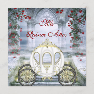 White Princess Carriage Enchanted Quinceanera Invitation