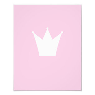 White Princess Crown on Baby Pink Background Photo Print