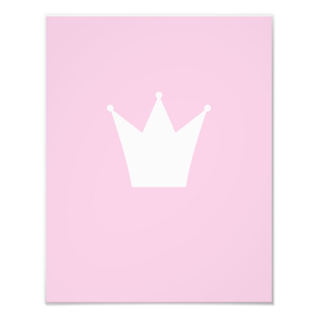 White Princess Crown on Baby Pink Background Photo Print (Front)