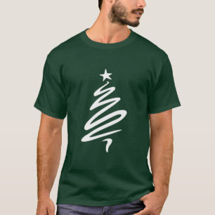 White Print Christmas Tree Squiggle T-Shirt