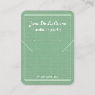 White Print Mint Green Jewellery Display Calling Card