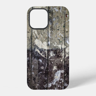 White print on brown wood iPhone 12 case