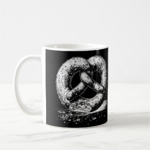 White Print Plain Sketchy Pretzel Coffee Mug