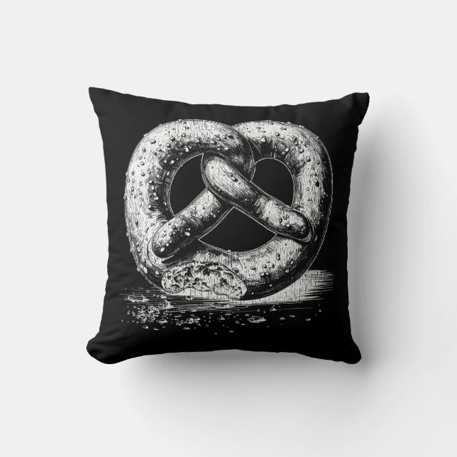 White Print Plain Sketchy Pretzel Cushion (Front)