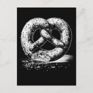 White Print Plain Sketchy Pretzel Holiday Postcard